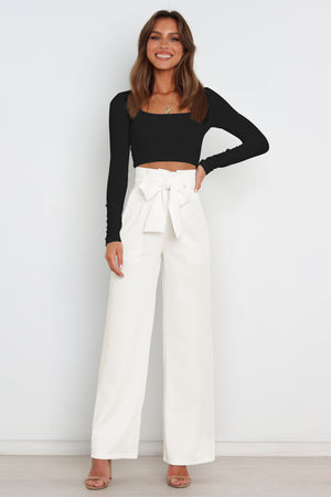 Tie Front Paperbag Wide Leg Pants-Mope's Closet