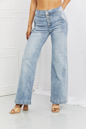 RISEN Full Size Luisa Wide Flare Jeans-Mope's Closet