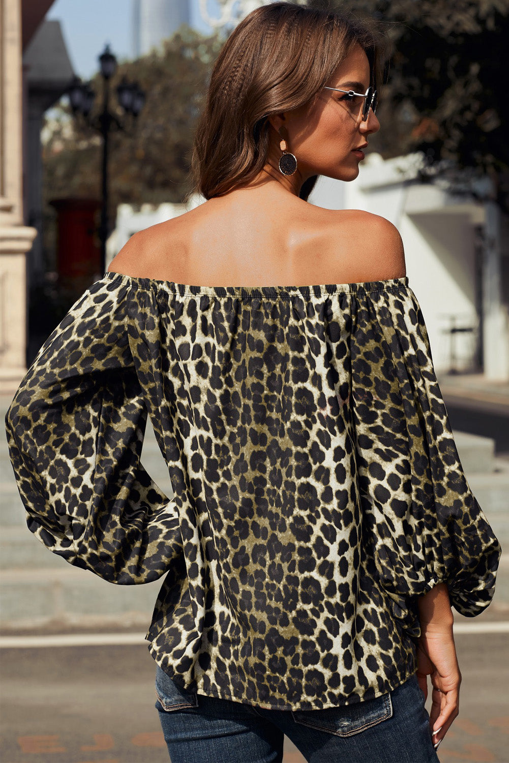 Off-Shoulder Balloon Sleeve Top-Mope's Closet