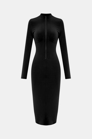 Zip Up Cutout Drawstring Detail Dress-Mope's Closet