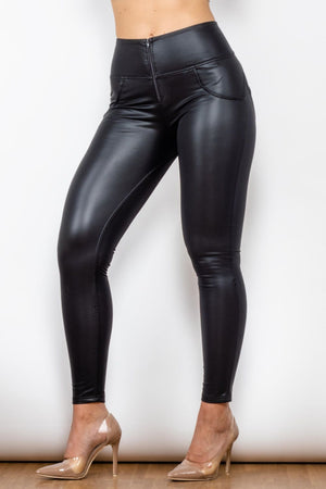 Full Size PU Leather Zip Detail Leggings-Mope's Closet