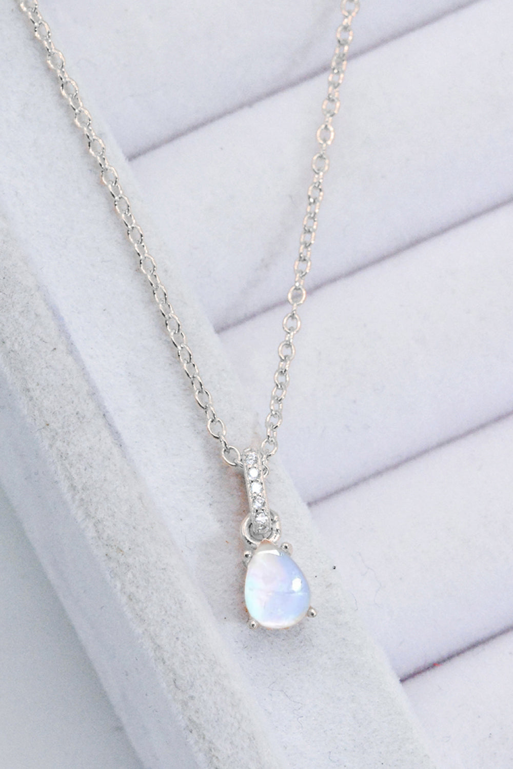 Moonstone Teardrop Pendant Necklace-Mope's Closet