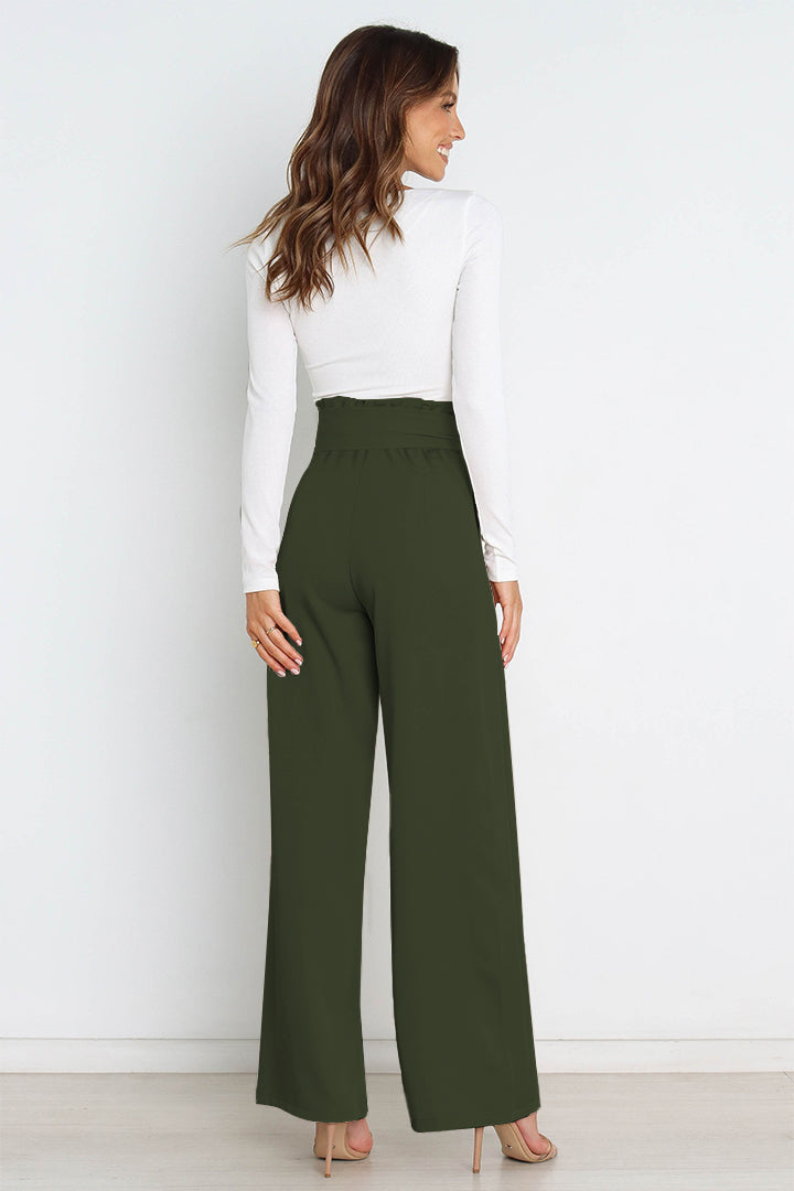 Tie Front Paperbag Wide Leg Pants-Mope's Closet