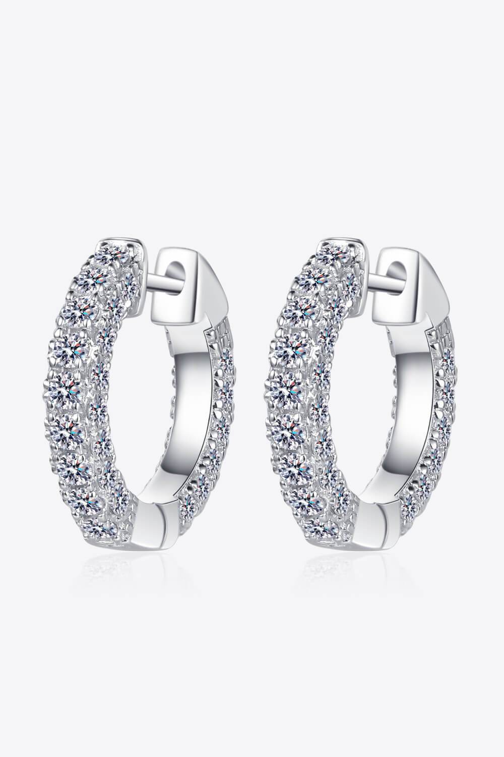 925 Sterling Silver Moissanite Huggie Earrings-Mope's Closet