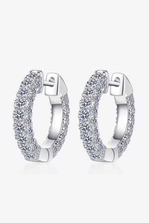 925 Sterling Silver Moissanite Huggie Earrings-Mope's Closet