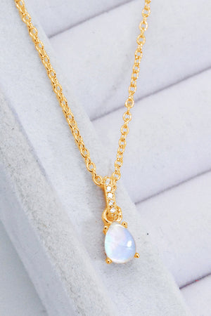 Moonstone Teardrop Pendant Necklace-Mope's Closet