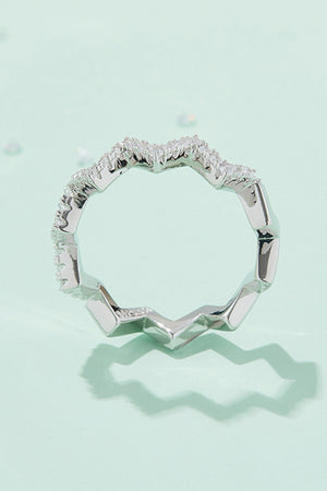 Moissanite Wavy Band Ring-Mope's Closet