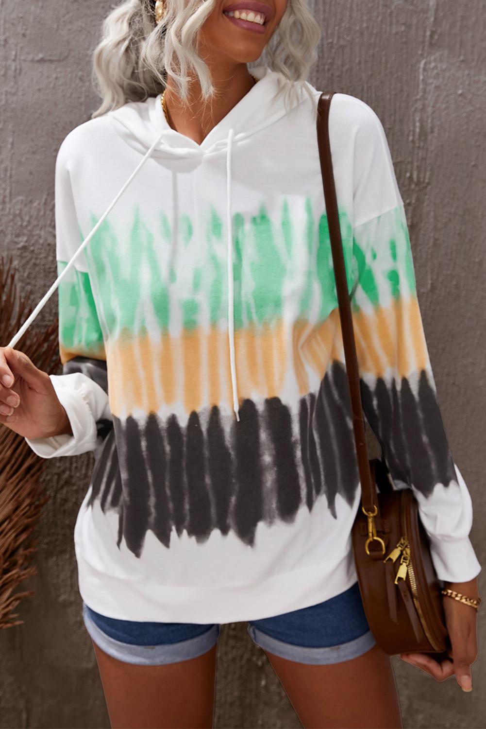 Tie-Dye Drawstring Pullover Hoodie-Mope's Closet