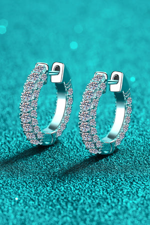 925 Sterling Silver Moissanite Huggie Earrings-Mope's Closet