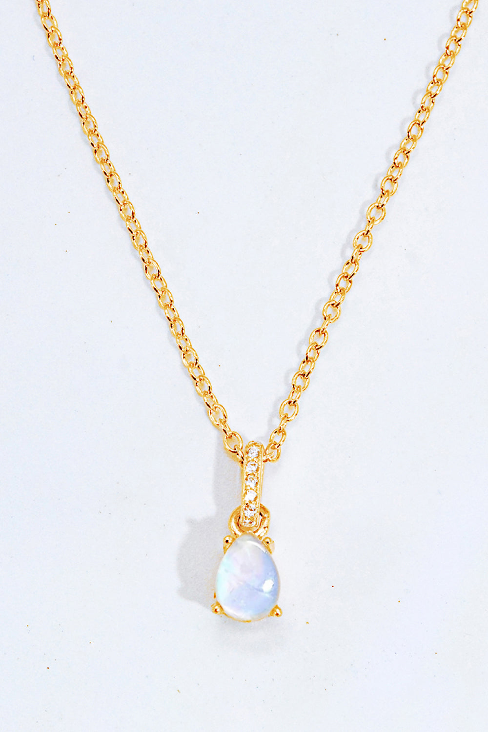 Moonstone Teardrop Pendant Necklace-Mope's Closet