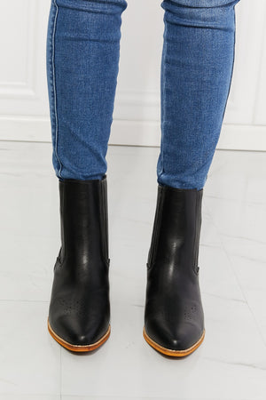 MMShoes Love the Journey Stacked Heel Chelsea Boot in Black-Mope's Closet