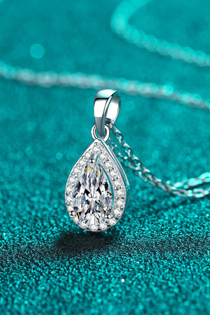 Moissanite Teardrop Pendant Necklace-Mope's Closet