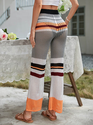 Color Block Openwork Knit Pants-Mope's Closet