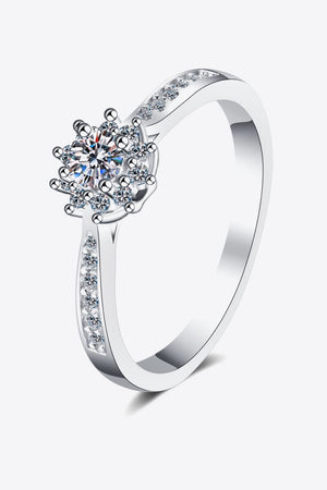 Moissanite Rhodium-Plated Snowflake Ring-Mope's Closet