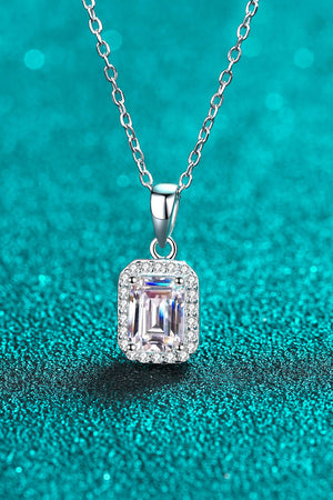 Square Moissanite Pendant Chain Necklace-Mope's Closet