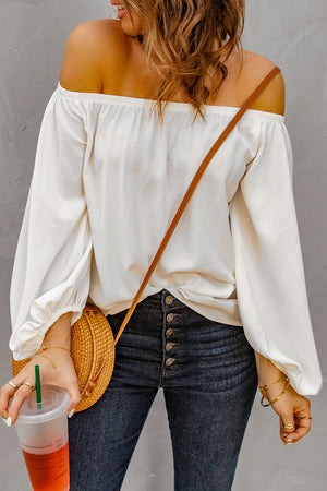 Off-Shoulder Balloon Sleeve Top-Mope's Closet