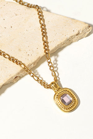 18K Gold Plated Inlaid Rhinestone Pendant Necklace-Mope's Closet