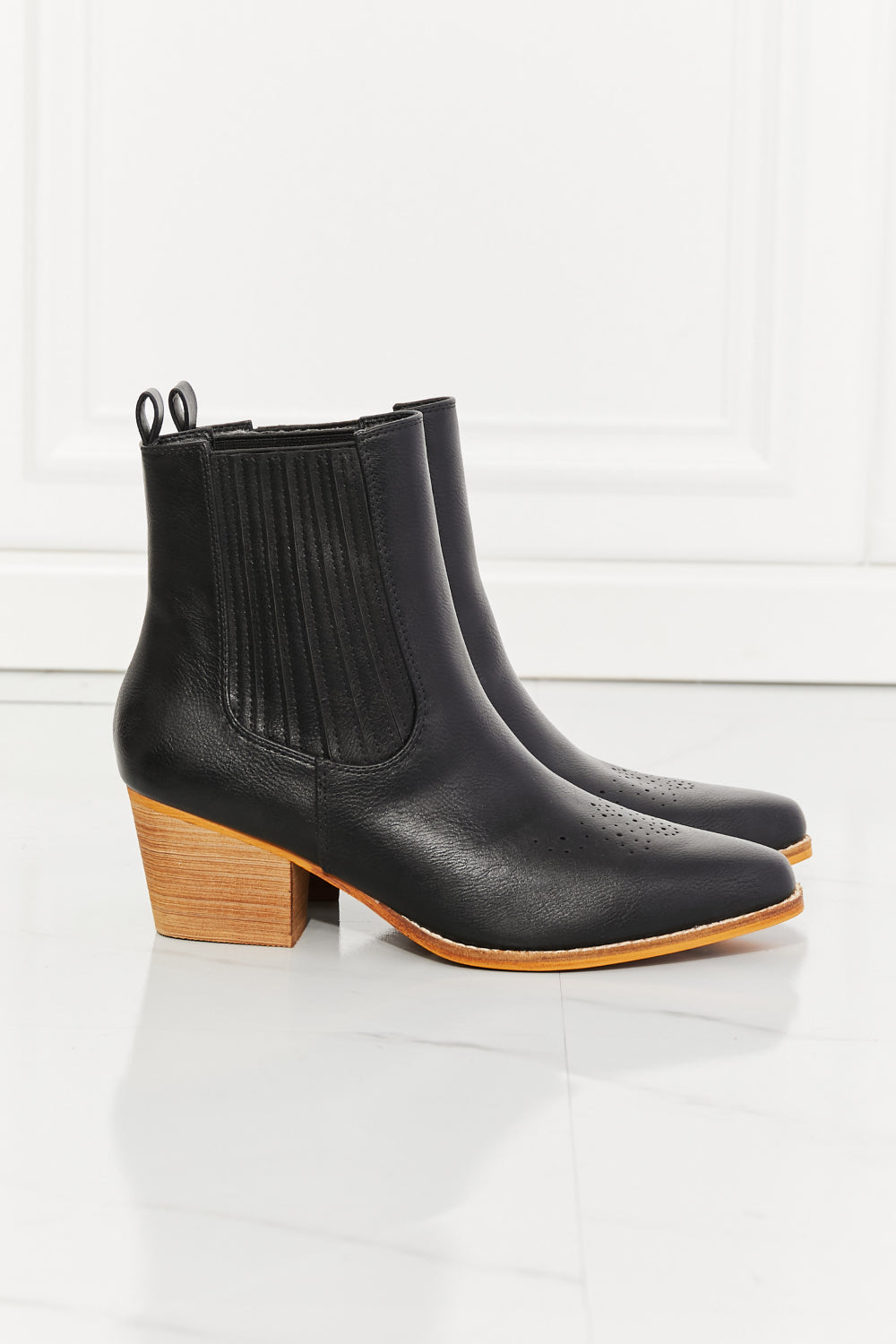 MMShoes Love the Journey Stacked Heel Chelsea Boot in Black-Mope's Closet