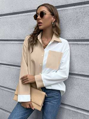 Color Block Button Down Shirt-Mope's Closet