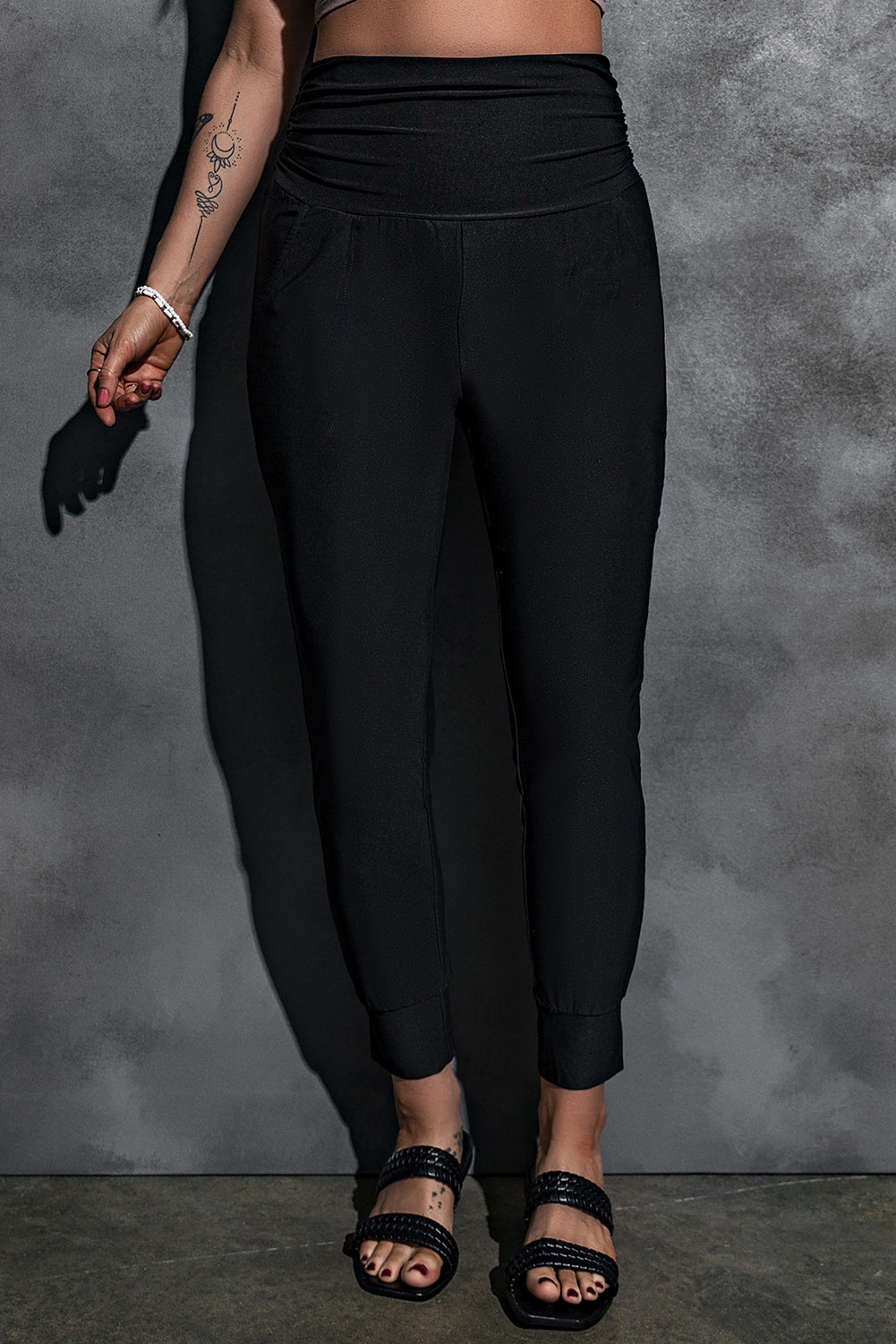 High-Rise Wide Waistband Joggers-Mope's Closet