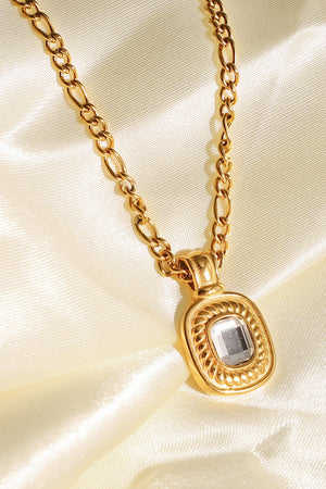 18K Gold Plated Inlaid Rhinestone Pendant Necklace-Mope's Closet