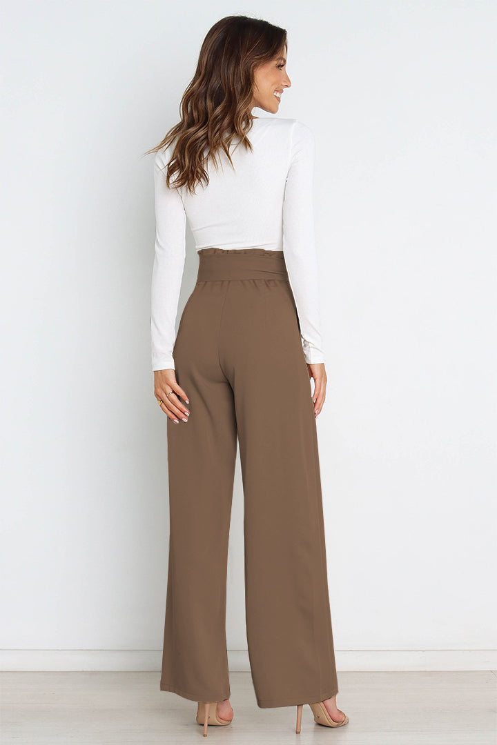 Tie Front Paperbag Wide Leg Pants-Mope's Closet