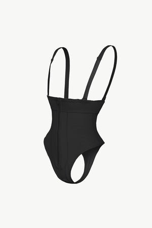 Full Size Adjustable Strap Zip-Up Shaping Bodysuit-Mope's Closet