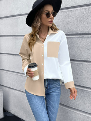 Color Block Button Down Shirt-Mope's Closet