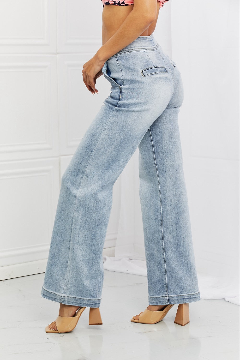 RISEN Full Size Luisa Wide Flare Jeans-Mope's Closet