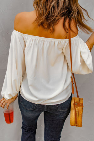 Off-Shoulder Balloon Sleeve Top-Mope's Closet