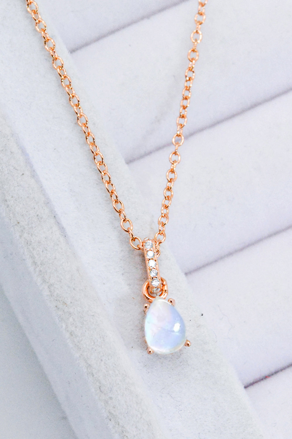 Moonstone Teardrop Pendant Necklace-Mope's Closet