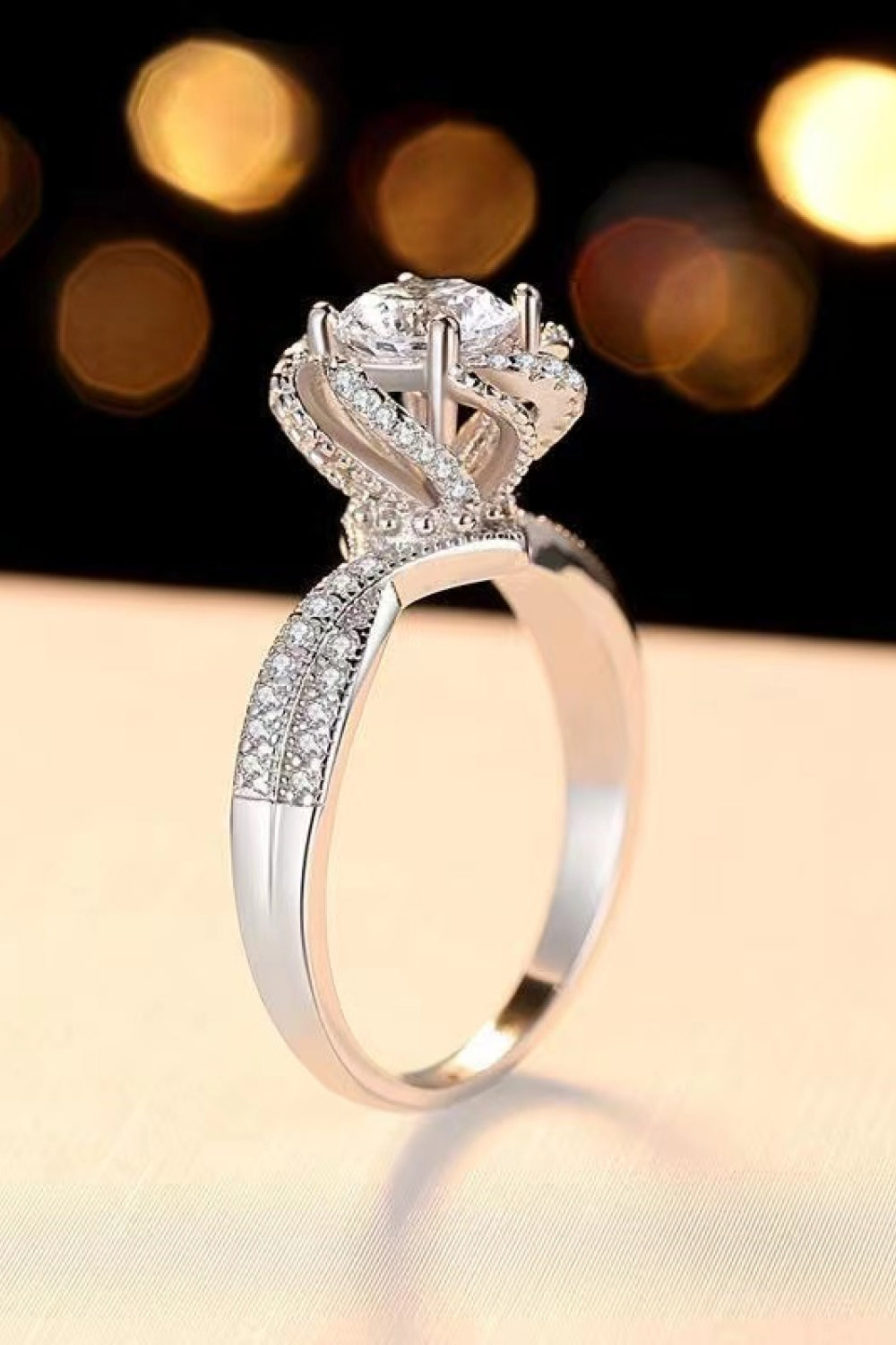 2 Carat Moissanite Floral Platinum-Plated Ring-Mope's Closet