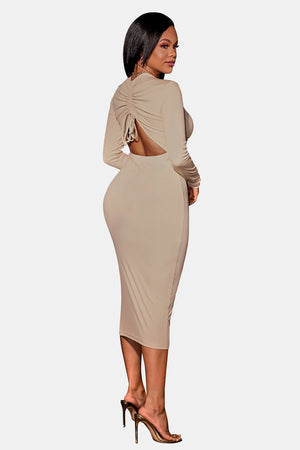 Zip Up Cutout Drawstring Detail Dress-Mope's Closet