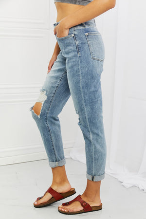 Judy Blue Malia Full Size Mid Rise Boyfriend Jeans-Mope's Closet