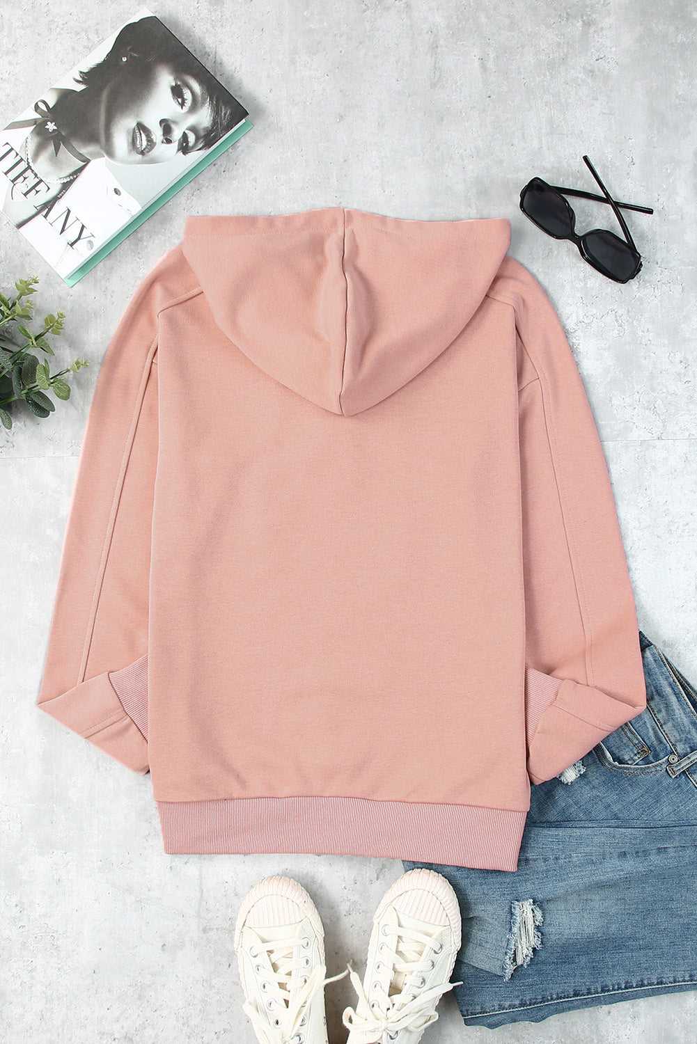 Lace-Up Dropped Shoulder Hoodie-Mope's Closet