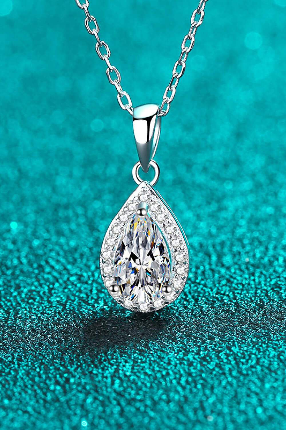 Moissanite Teardrop Pendant Necklace-Mope's Closet