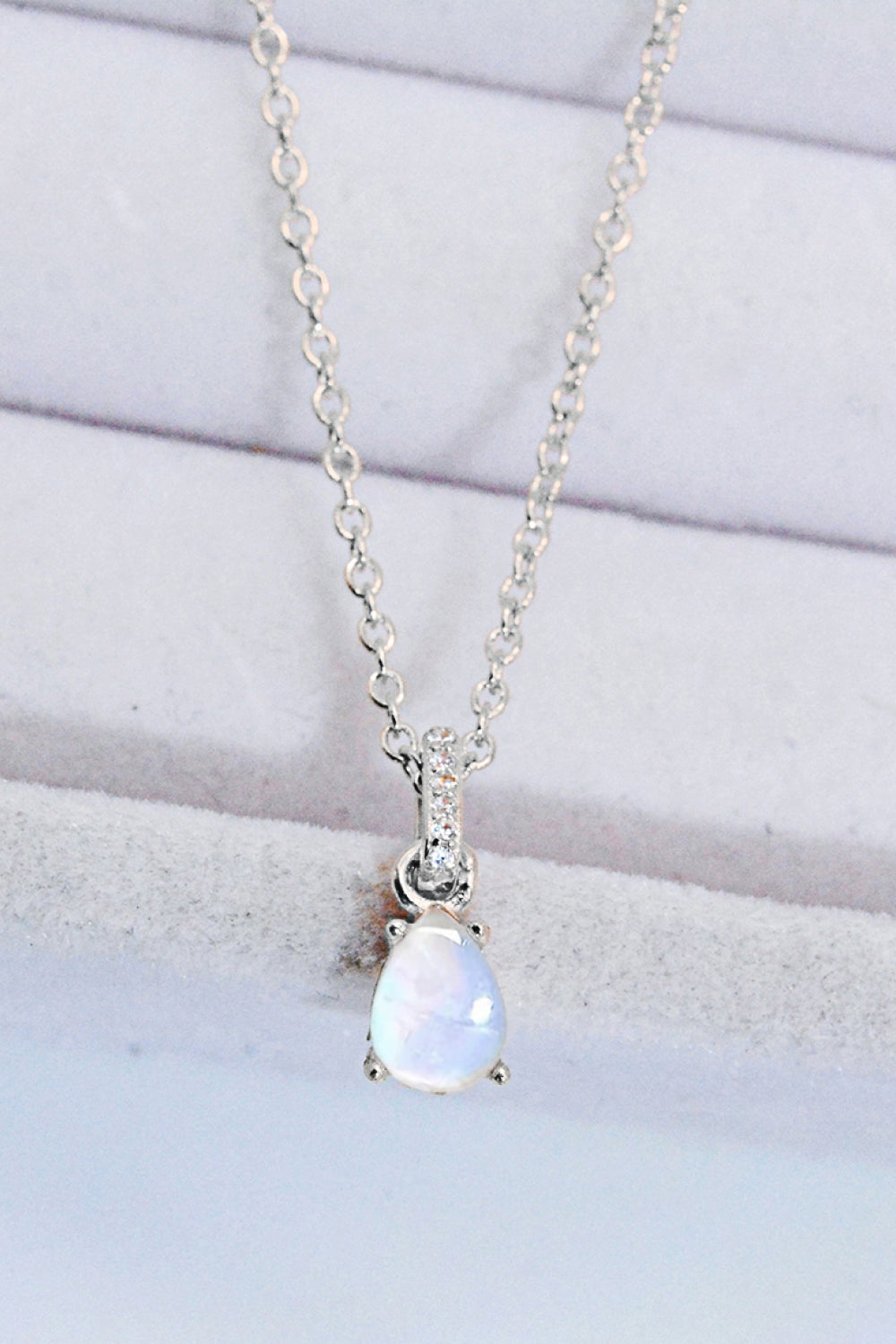 Moonstone Teardrop Pendant Necklace-Mope's Closet