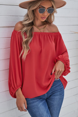 Off-Shoulder Balloon Sleeve Top-Mope's Closet