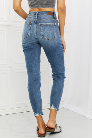 Judy Blue Dahlia Full Size Distressed Patch Jeans-Mope's Closet