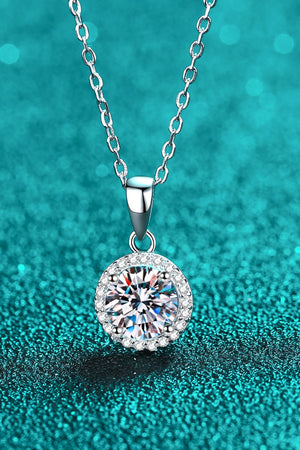 Chance to Charm 1 Carat Moissanite Round Pendant Chain Necklace-Mope's Closet