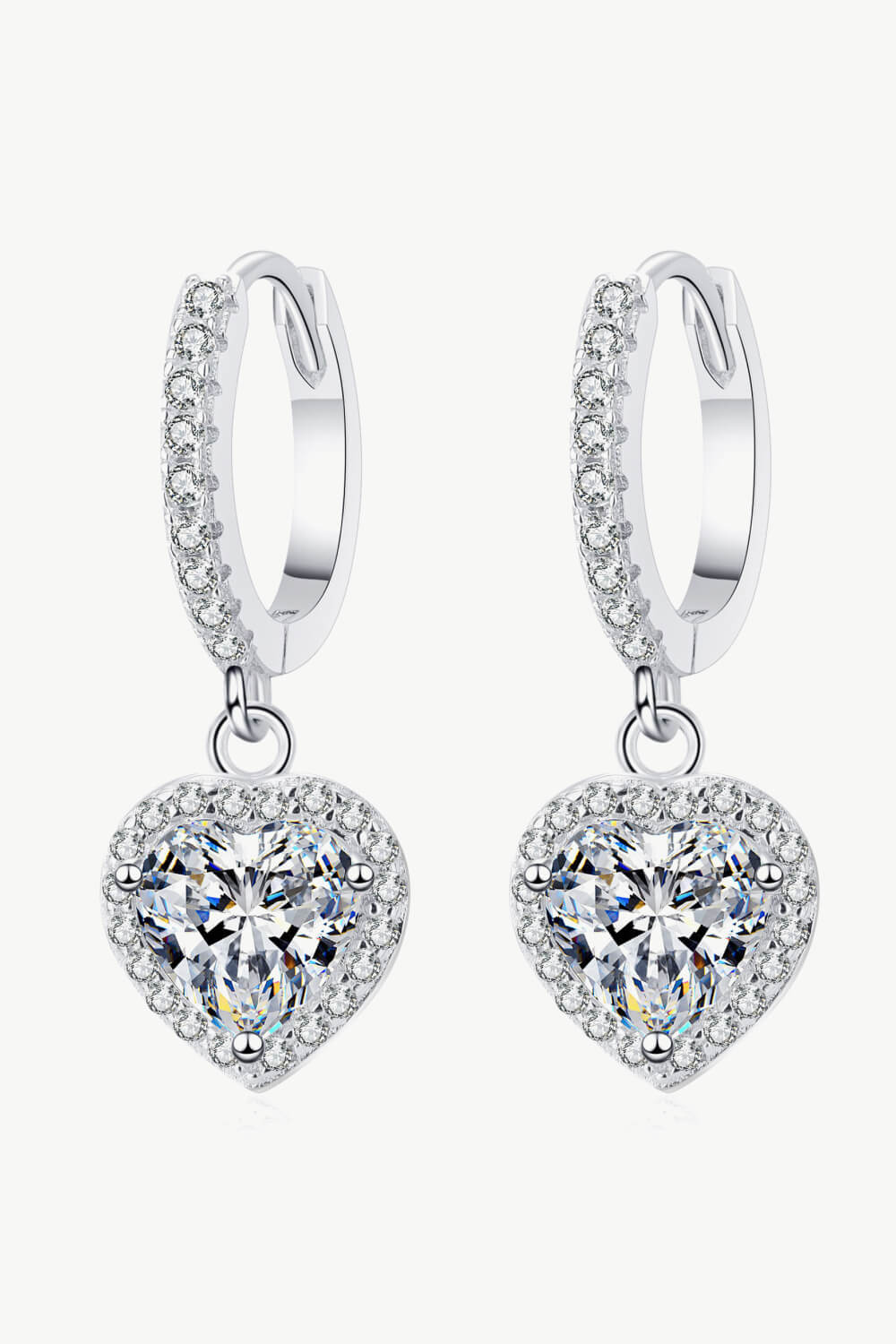 Moissanite Heart-Shaped Drop Earrings-Mope's Closet