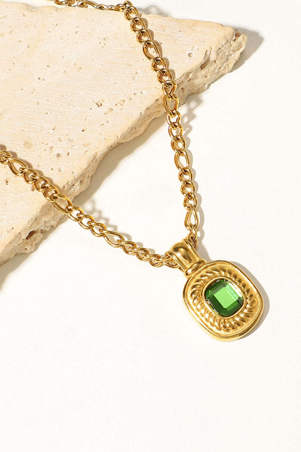 18K Gold Plated Inlaid Rhinestone Pendant Necklace-Mope's Closet