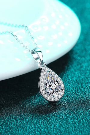 Moissanite Teardrop Pendant Necklace-Mope's Closet