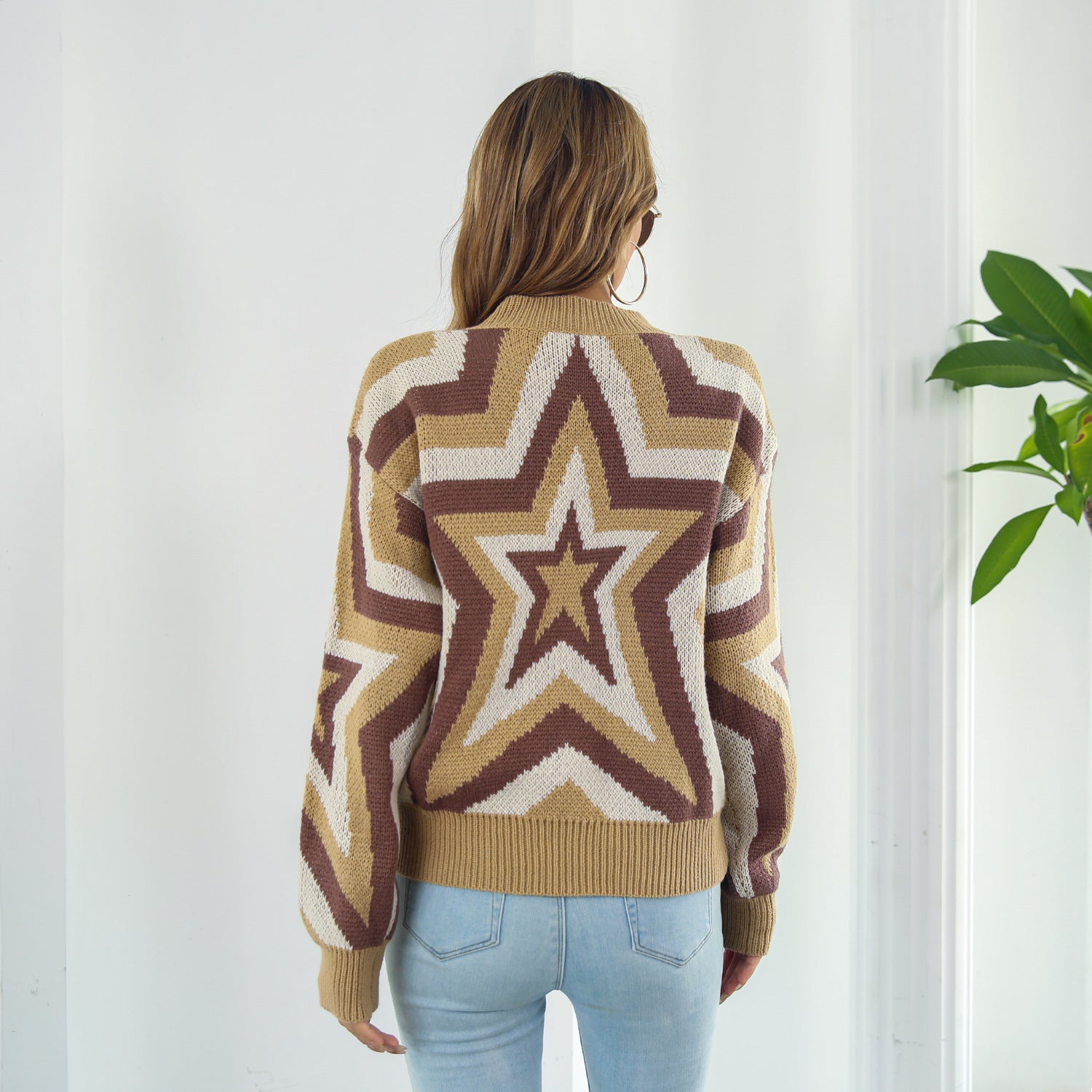 Star Dropped Shoulder Sweater-Mope's Closet