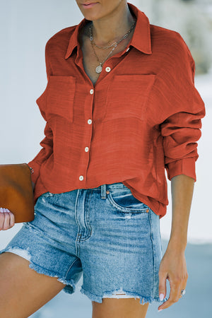 Button-Up Shirt with Breast Pockets-Mope's Closet