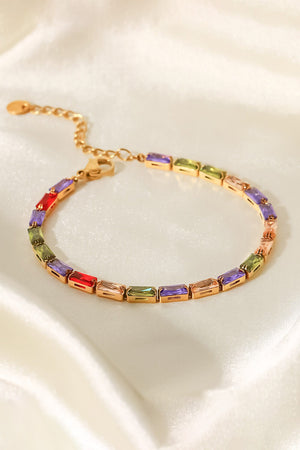 18K Gold Plated Multicolored Cubic Zirconia Bracelet-Mope's Closet