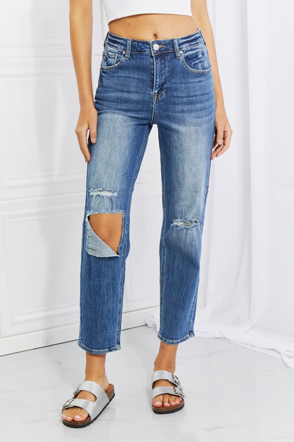 RISEN Full Size Emily High Rise Relaxed Jeans-Mope's Closet