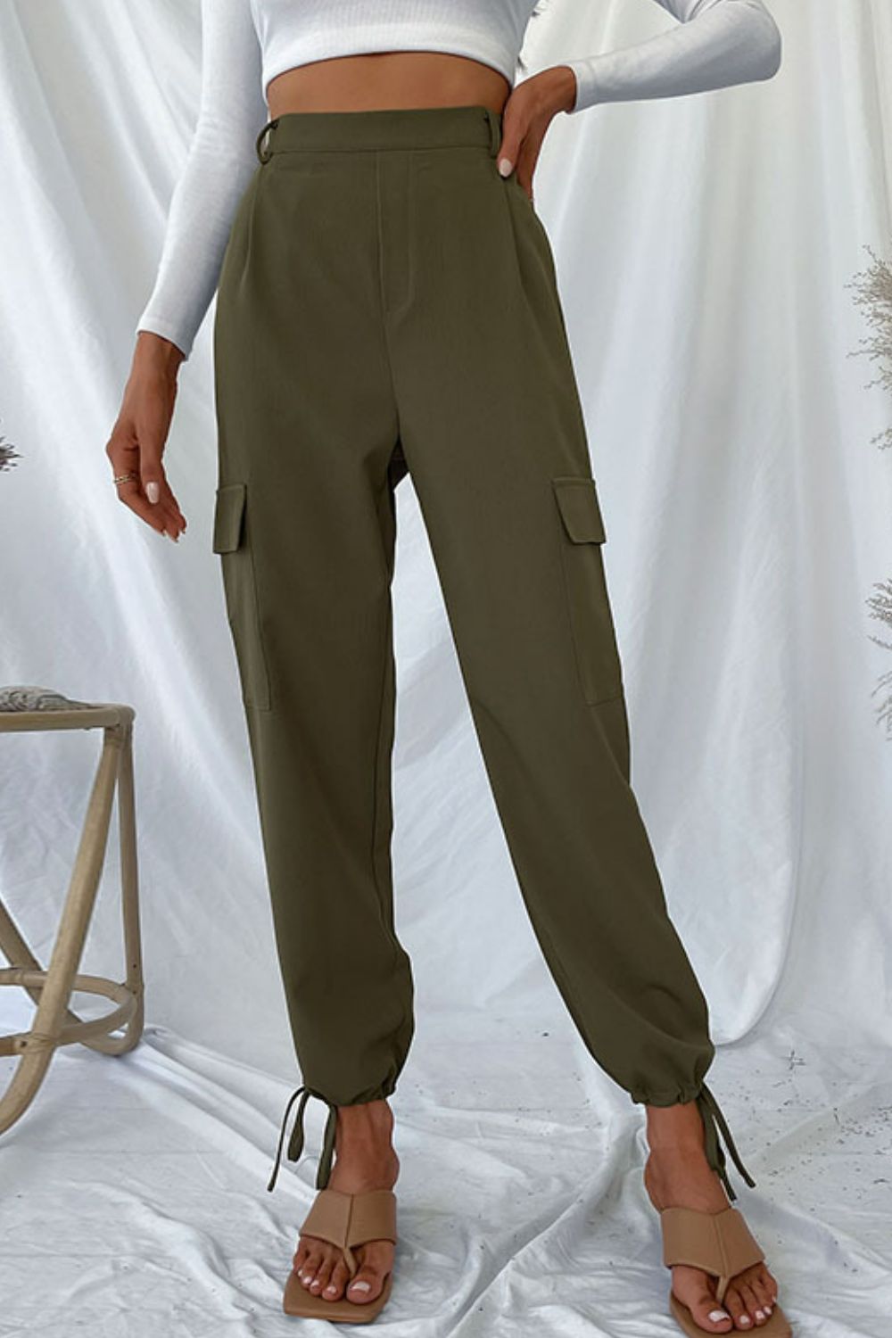 Drawstring Ankle Cargo Pants-Mope's Closet