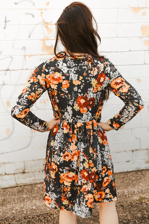 Floral Print Long Sleeve Dress-Mope's Closet