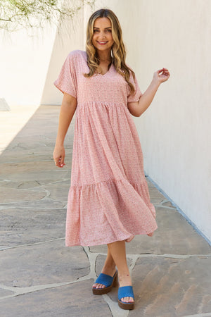 HEYSON Spring Baby Full Size Kimono Sleeve Midi Dress in Peach-Mope's Closet